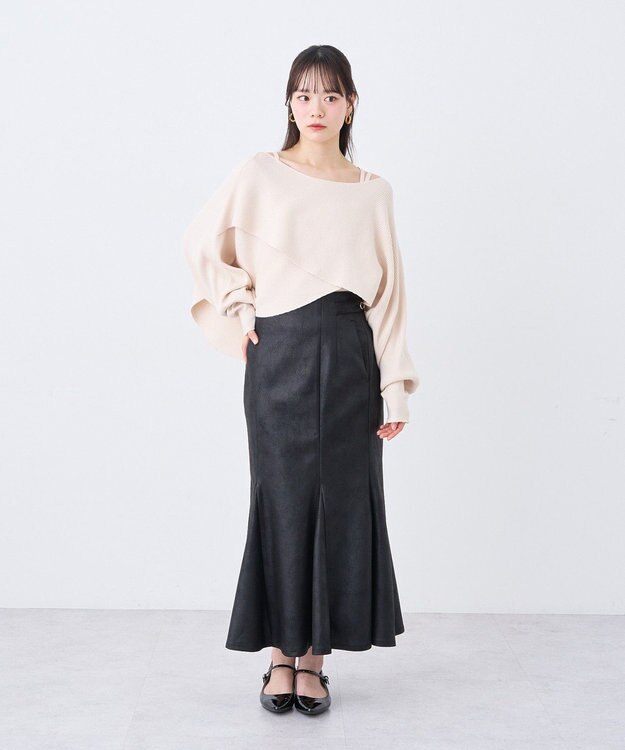 earth music&ecology フェイクレザーマーメイドスカート Black