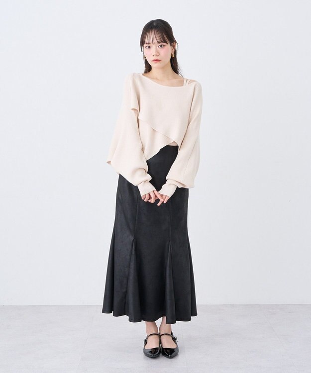 earth music&ecology フェイクレザーマーメイドスカート Black