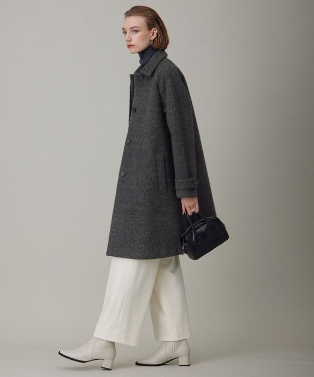 ICB ライトシャギーボンディング ステンカラーコート チャコール系