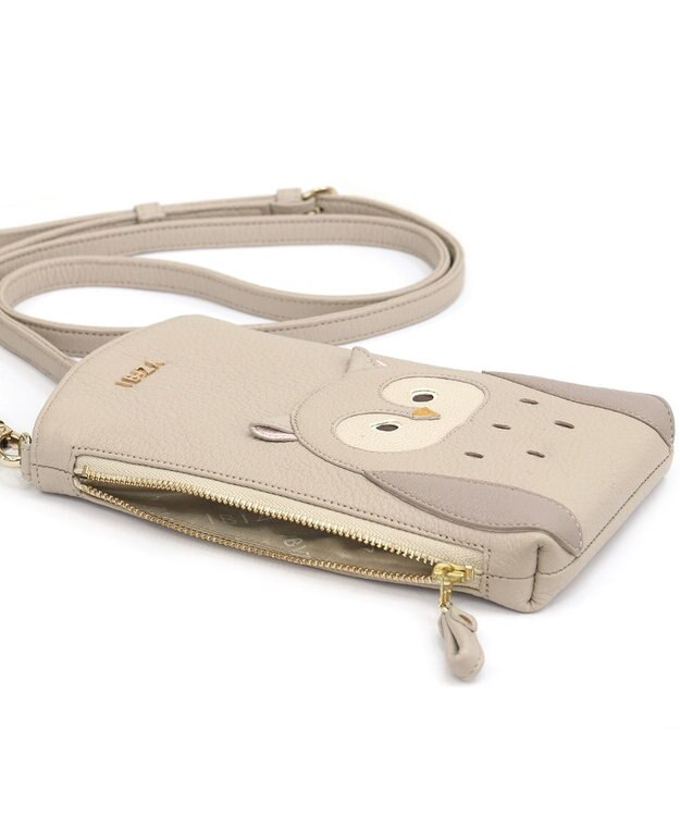 IBIZA アニマーダ　牛革　スマートフォンポシェット（フクロウ） ライトグレー