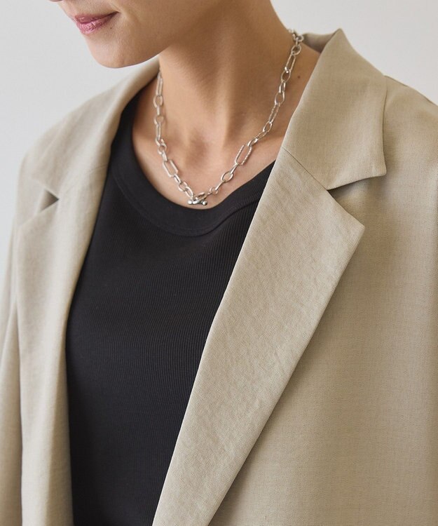 AMERICAN HOLIC 【先行予約】【イージーケア】リネンライク半袖ジャケット Gray Beige