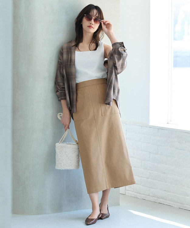 ANY L 【ウエストゴム】ベイカースカート キャメル