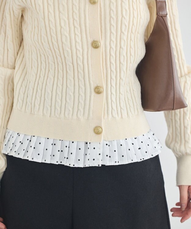 earth music&ecology 【予約】プリーツレイヤーケーブルニットカーディガン Ivory