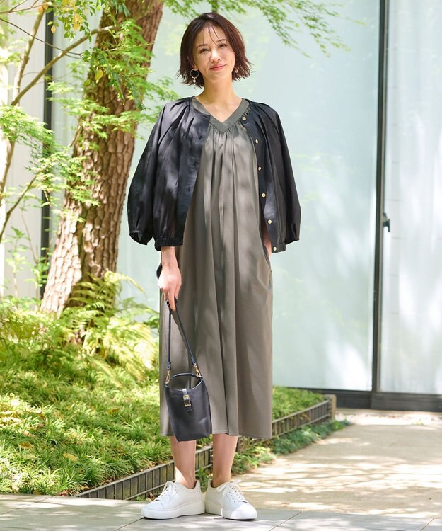 自由区 【洗える・XSサイズあり】シアーシャイニー ジャケット ネイビー系