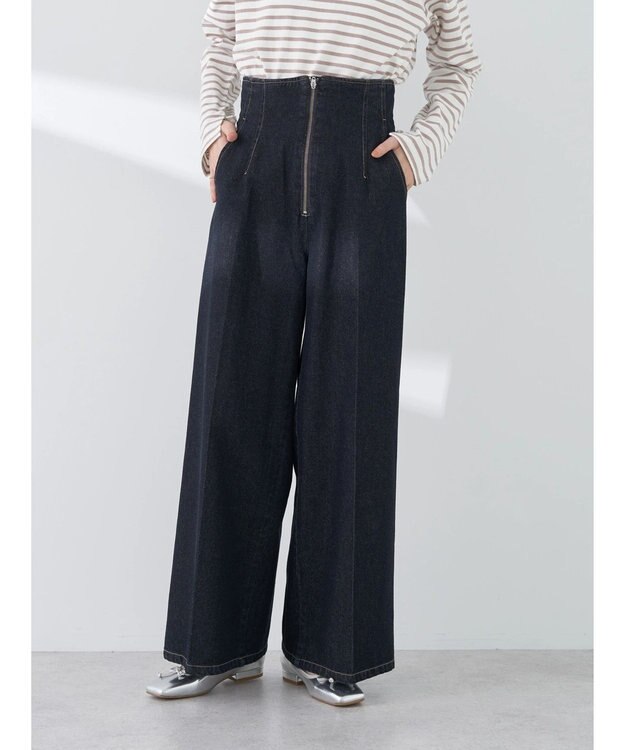 earth music&ecology フロントジップデニムパンツ One Wash