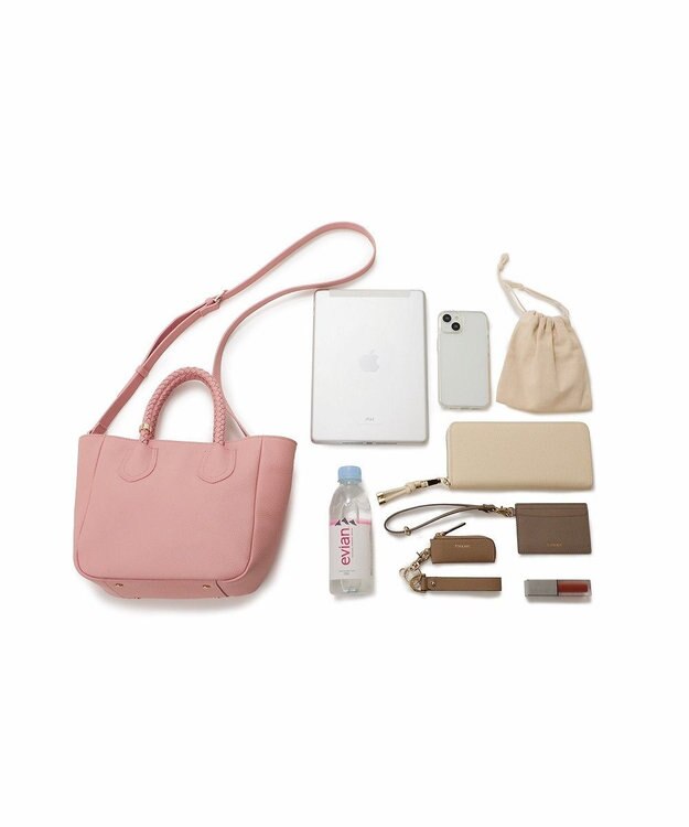 TOPKAPI 【ドラマ着用】【TREASURE TOPKAPI】シュリンクレザー メッシュハンドル ショルダー付き ミニ トート バッグ ピンク