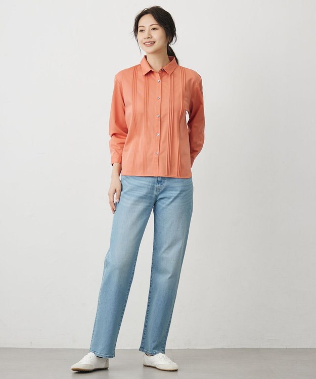 J.PRESS LADIES コンパクトトリコット シャツライク カットソー オレンジ系