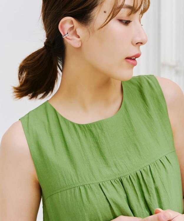 Tiaclasse 【洗える】ピンタックロングワンピース グリーン