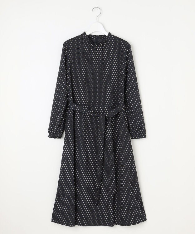 J.PRESS LADIES L 【洗える】ジオメトリックプリント ワンピース ネイビープリント系