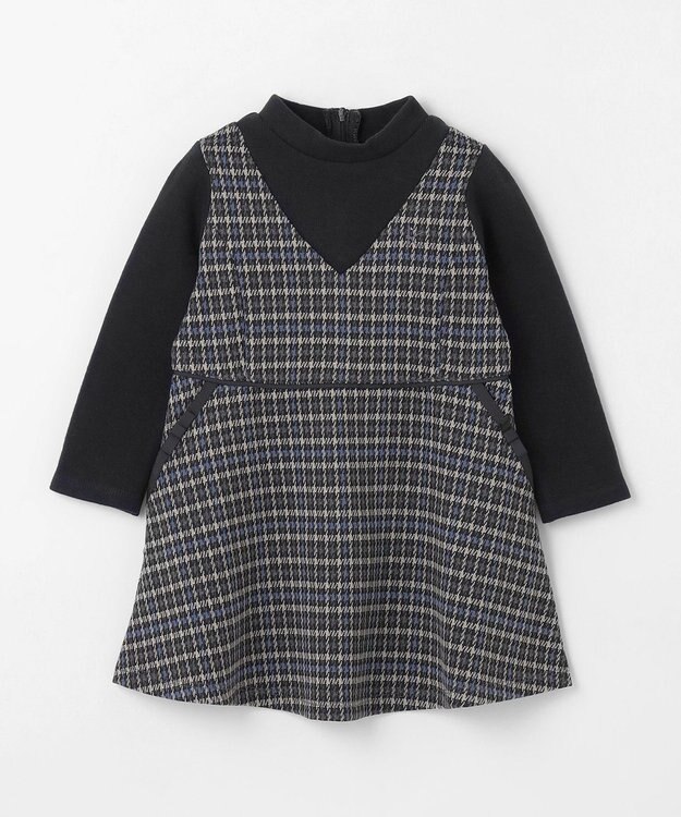 組曲 KIDS 【90-100㎝】チェックワンピース ブラック系3