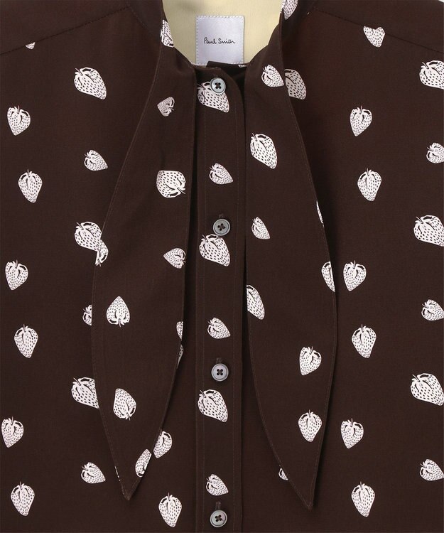 Paul Smith Graphic Strawberry ボウタイ ブラウス ブラウン