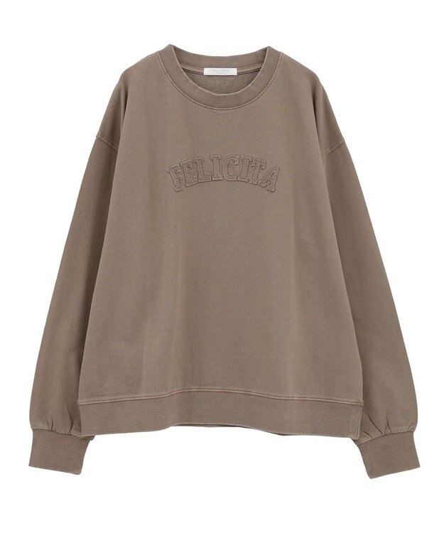 Green Parks ピグメントロゴ刺繍裏毛プルオーバー Brown