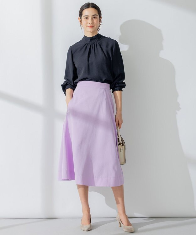 組曲 【セットアップ対応・前後着用可】ニュアンスシフォン ブラウス ネイビー系