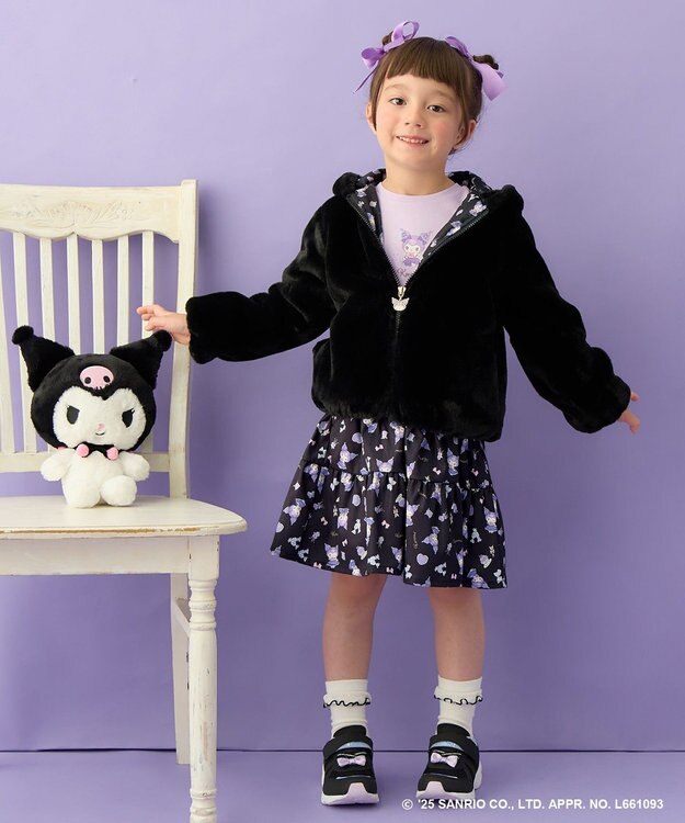 ANY KIDS 【マイメロディ＆クロミ×ANY KIDS】総柄 ティアードスカート ブラック×クロミ