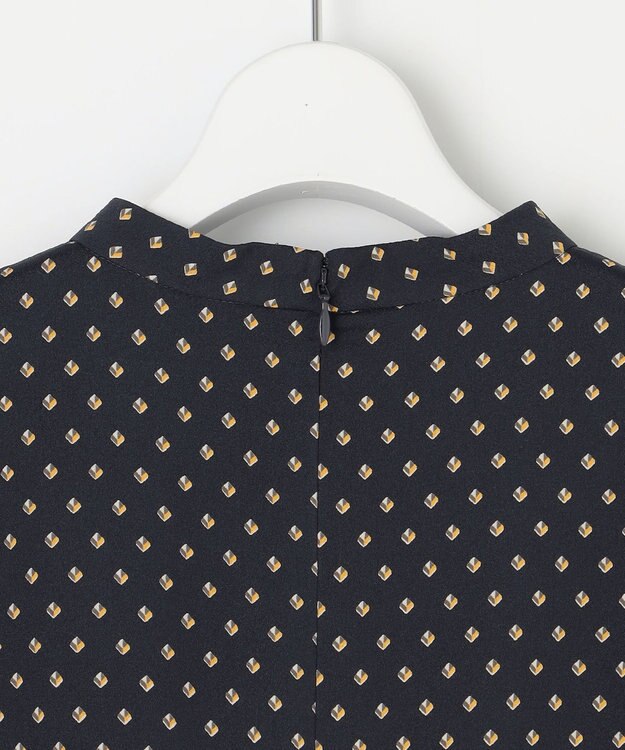 J.PRESS LADIES L 【洗える】ジオメトリックプリント ワンピース ネイビープリント系