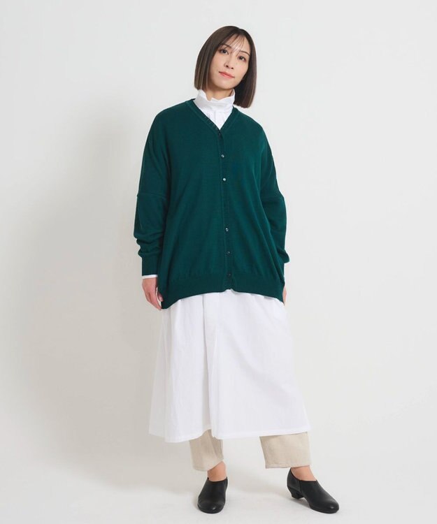 muuc 〈多彩な着方が叶う〉〈衿立て＆衿折り〉〈遠州織物の工場で織られた上質なコットン生地〉リボン紐付き多様衿 シャツワンピース ホワイト