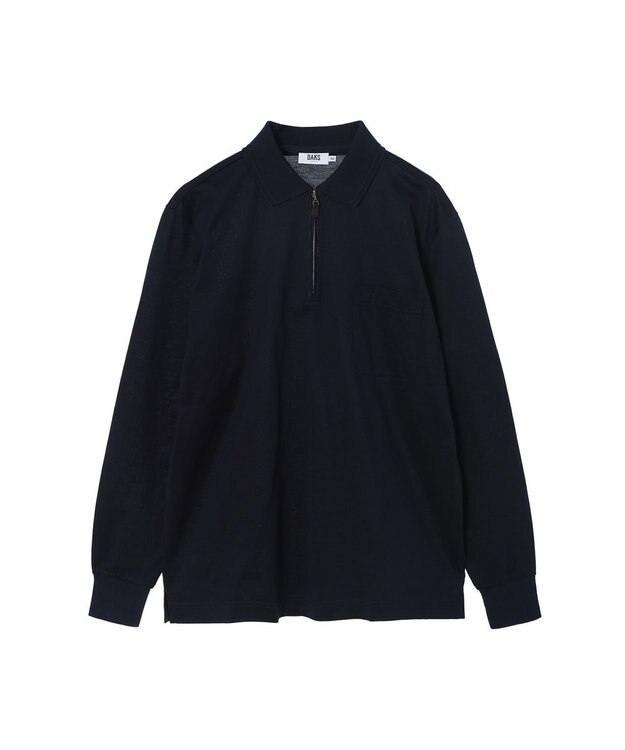 DAKS チェックプラケット ジップアップポロ ネイビー