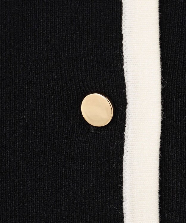 Feroux バイカラーリボンニット カーディガン ブラック系