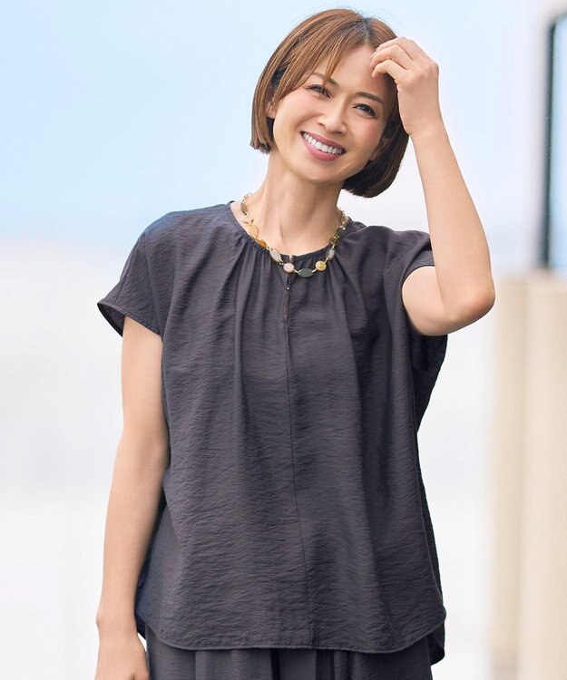 自由区 L 【17号サイズまで展開・カタログ掲載・人気素材・新型登場・新色追加・セットアップ対応】エアリーツイルプルオーバー ブラウス ［新色］バーント