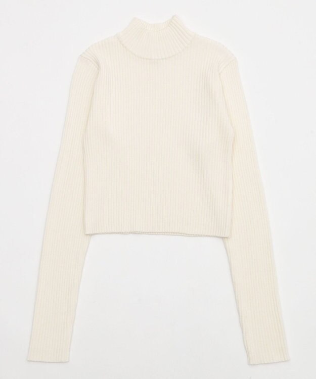 WEGO 【2025年秋冬新作】リブハイネックショートニット ホワイト