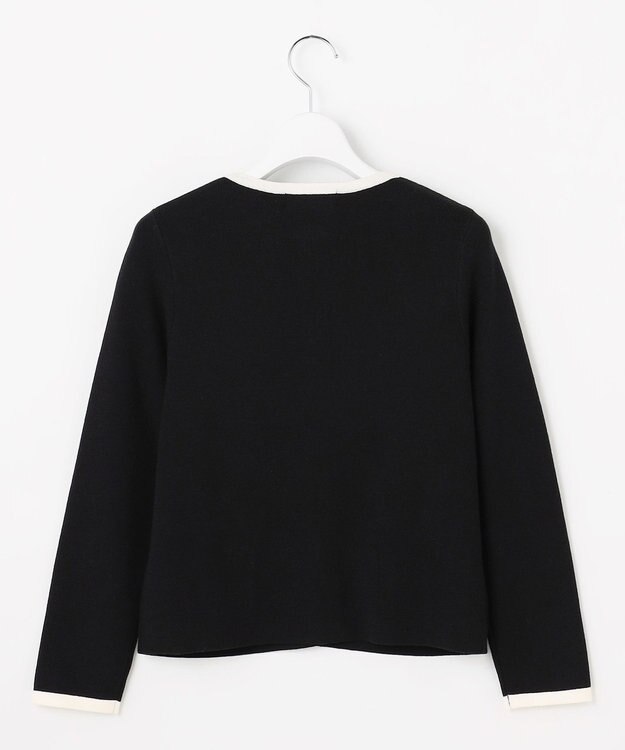 Feroux バイカラーリボンニット カーディガン ブラック系