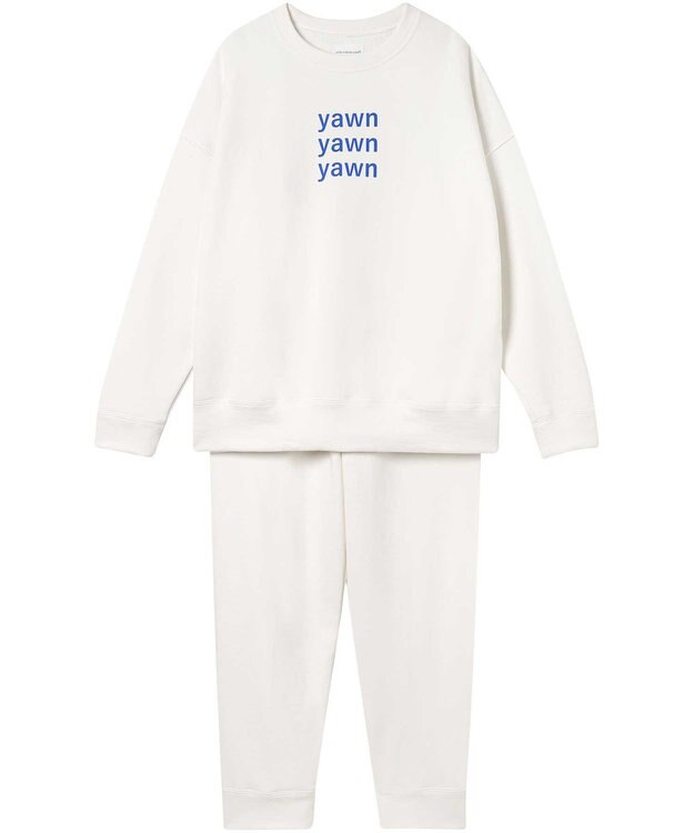 une nana cool 【綿100%】あくびのお嬢さんの裏毛プルオーバー ホワイト