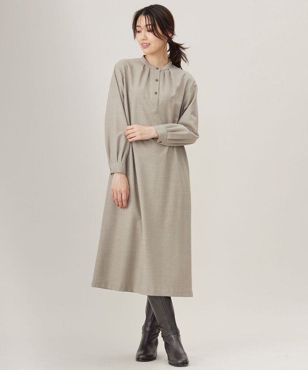 J.PRESS LADIES 【洗える】ANASTASIA milled ワンピース ベージュ系