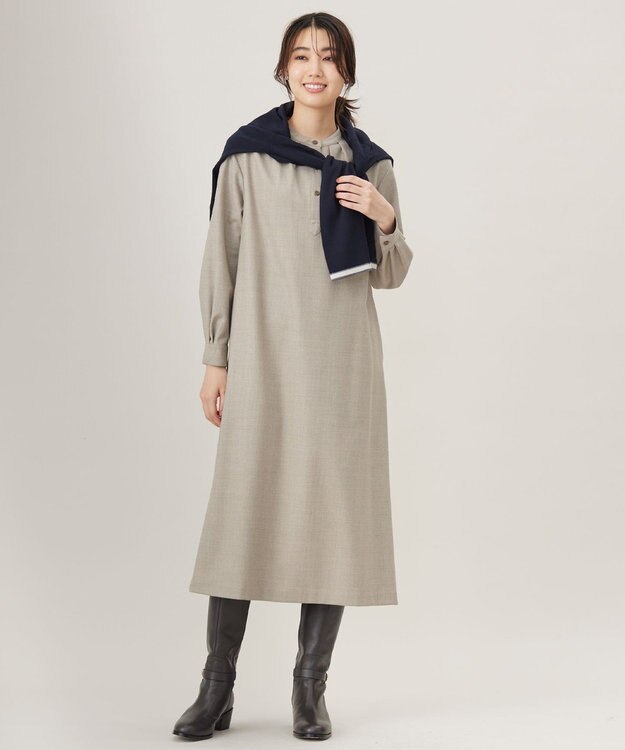 J.PRESS LADIES 【洗える】ANASTASIA milled ワンピース ベージュ系