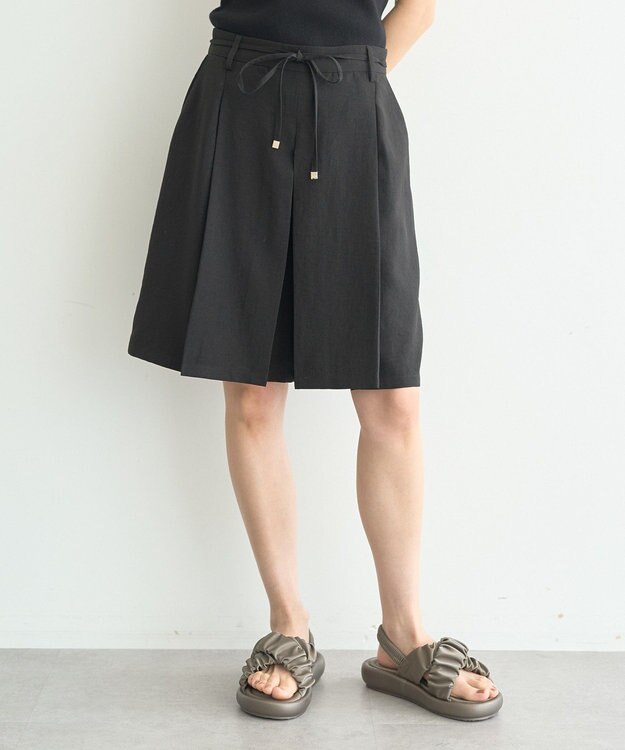 earth music&ecology 【セットアップ対応】ウエストリボンバミューダパンツ Black