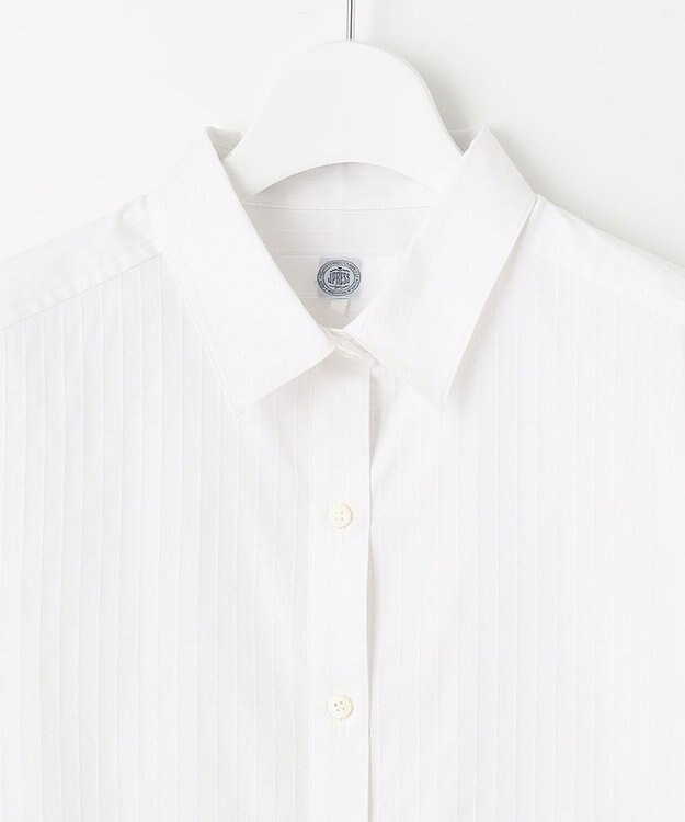 J.PRESS LADIES L 【洗える】ドビーストレッチ シャツカラー ブラウス ホワイト系