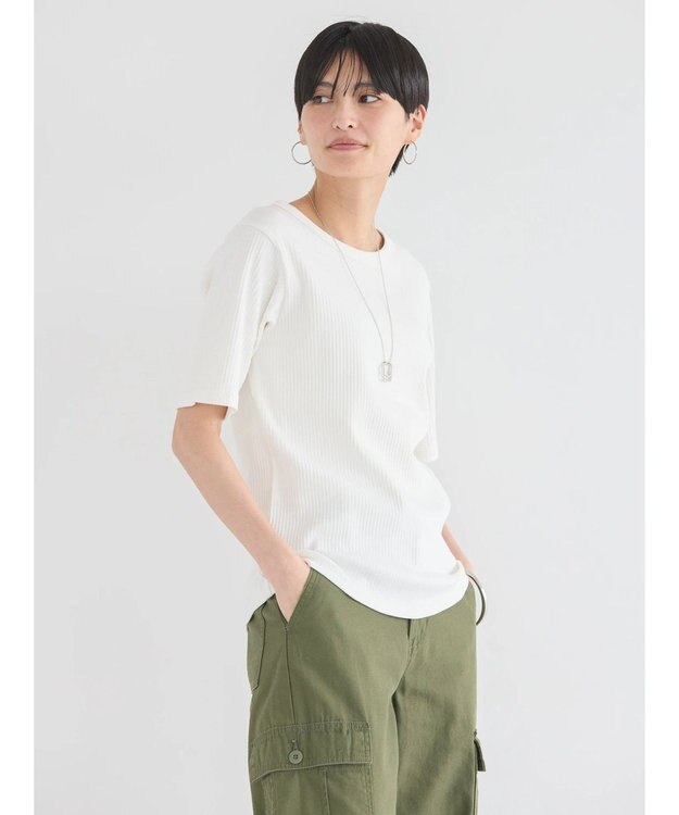 AMERICAN HOLIC 抗菌防臭針抜きテレコカットプルオーバー Off White