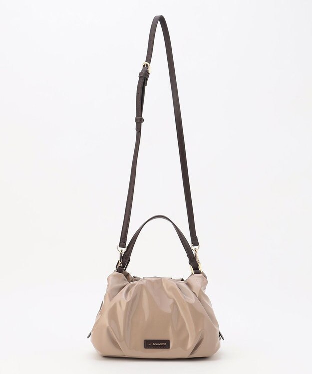LA BAGAGERIE ソフトエナメル2WAYハンドバッグ Sサイズ グレージュ
