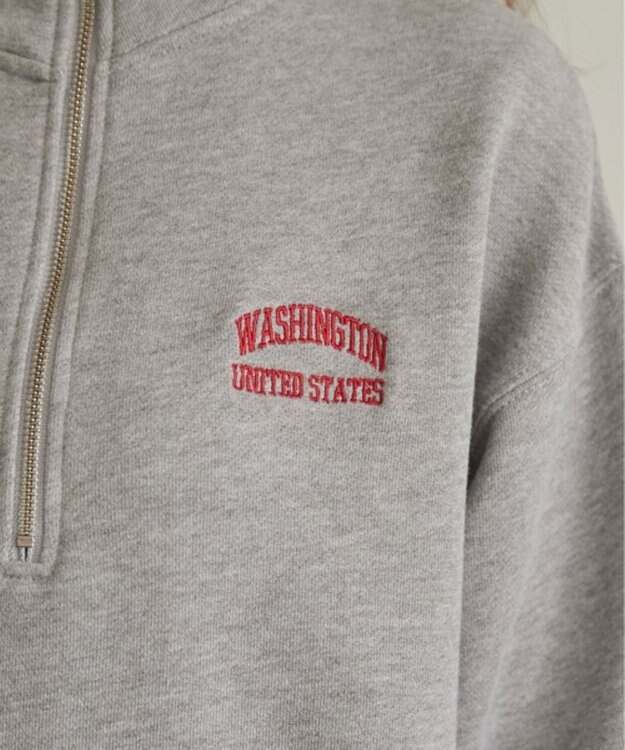 WEGO 【ANGIE VINTAGE】ワンポイント刺繍ハーフZIPスウェットプルオーバー 杢グレー