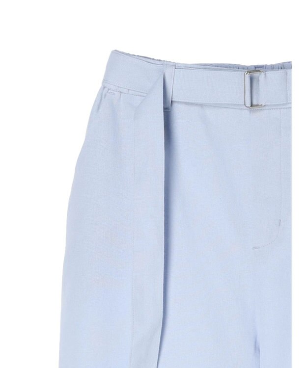 Green Parks 綿麻混バックルベルト付テーパードパンツ Grayish Blue