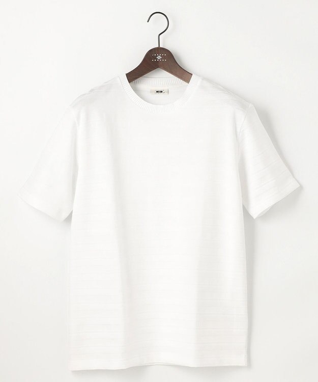 JOSEPH ABBOUD 【オーガニックコットン使用・日本素材】リンクスボーダー Tシャツ ホワイト系