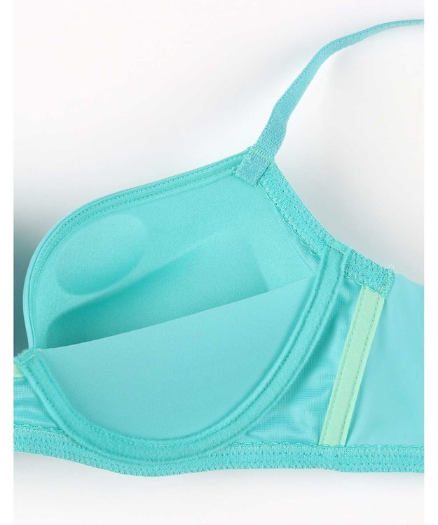 AMPHI 【NAILS INCコラボ】 ノンワイヤーブラ 谷間をメイク 脇高設計 背中をスムージング Aカップあり 【BRAGENIC ブラジェニック スムージングタイプ】 ブラジャー ブラ ワイヤレス BMI245 アンフィ／ワコール ターコイズ