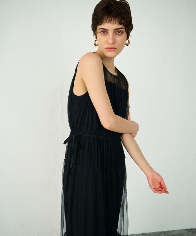 GRACE CONTINENTAL チュールティアードワンピース ブラック