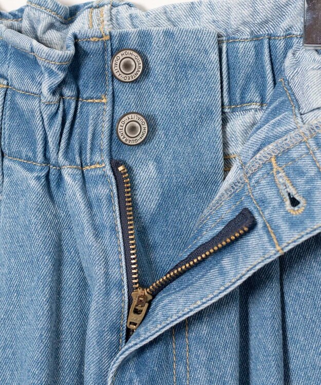 WEGO ウエストフリルマムデニムパンツ デニム淡色