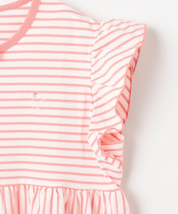 組曲 KIDS 【UVケア】【150-160㎝】マリンボーダー チュニック コーラル