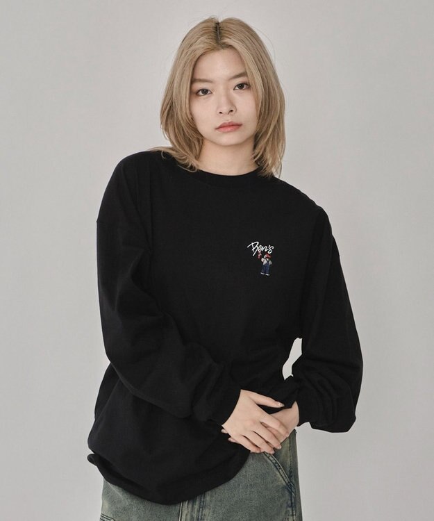 WEGO 【ユニセックス着用ITEM】別注BENDAVISワンポイントT（LS） ブラック