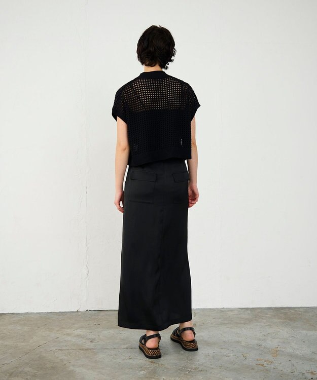 GRACE CONTINENTAL メッシュルーズニットトップ ブラック