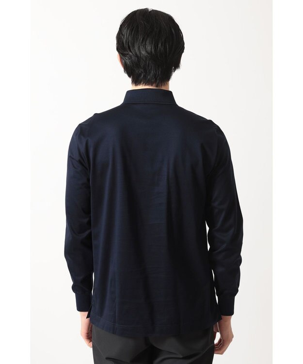 DAKS チェックプラケット ジップアップポロ ネイビー