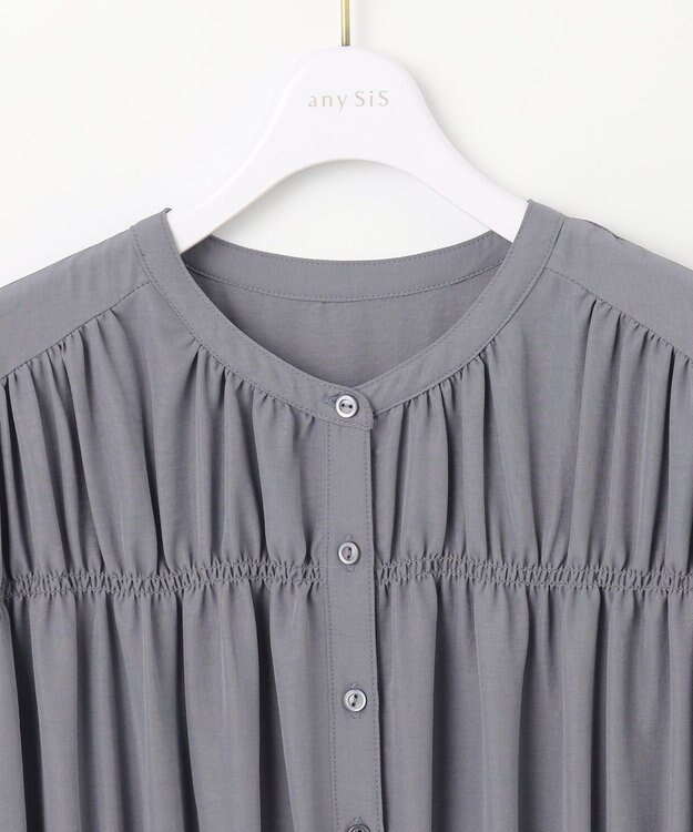 ANY SIS 【撥水】シャーリングシャツ ワンピース ダルブルー