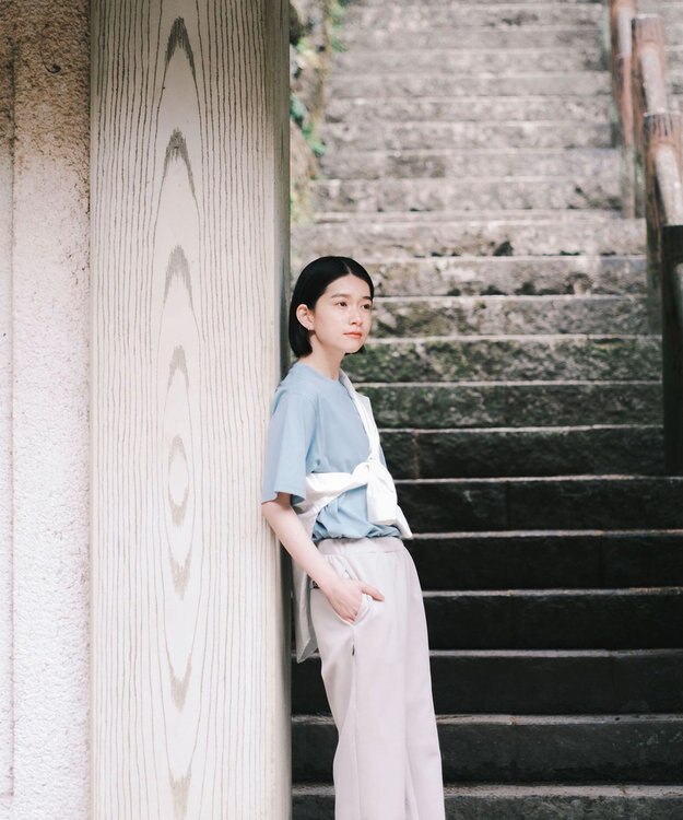 SHARE PARK LADIES 【UVカット・吸水速乾・ストレッチ・軽量 】ロゴポケットTシャツ（S・Mサイズ） サックスブルー系