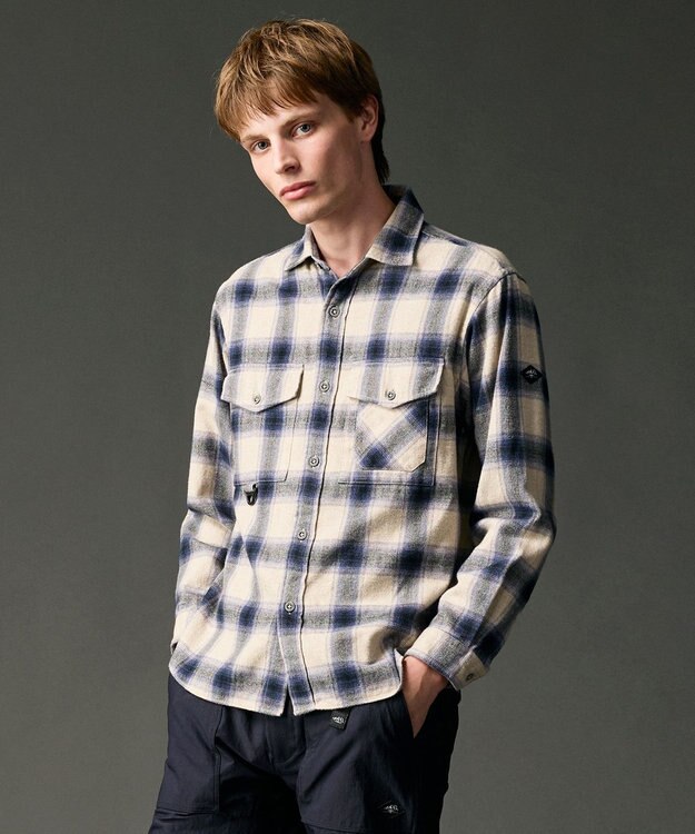 JOSEPH ABBOUD MOUNTAIN 【大人の山シャツ】メランジチェックシャツ アイボリー系4