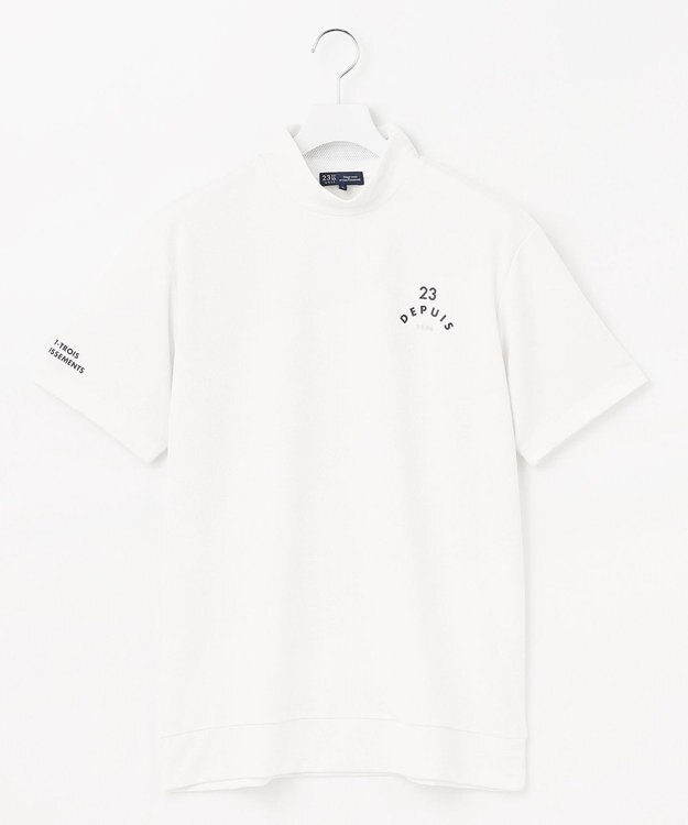 23区GOLF 【MEN】【吸水速乾/UVケア】ＹＥＬＬ柄ジャガード モックネック ホワイト系