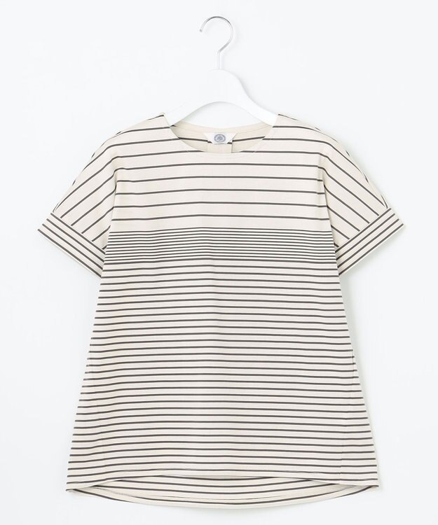 J.PRESS LADIES L パネルボーダー ドルマンスリーブ カットソー ホワイト系1