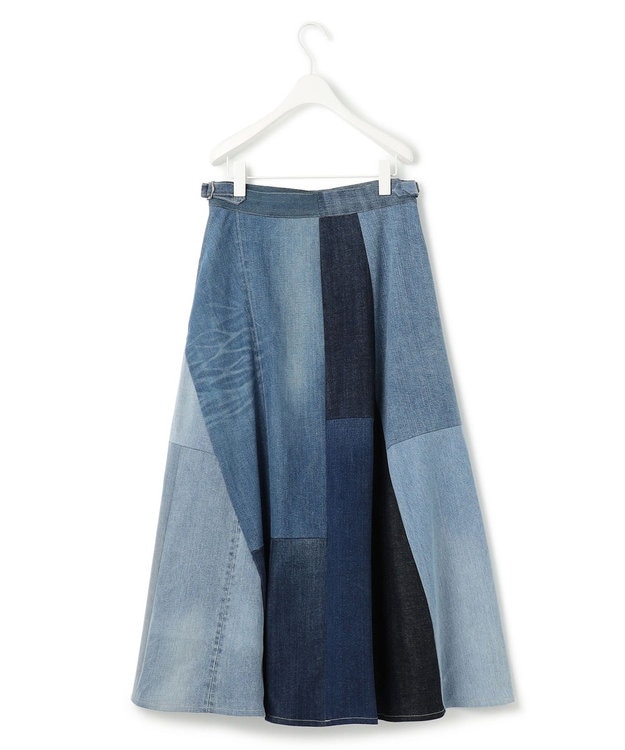 ICB アップサイクルデニム フレアスカート ブルー系