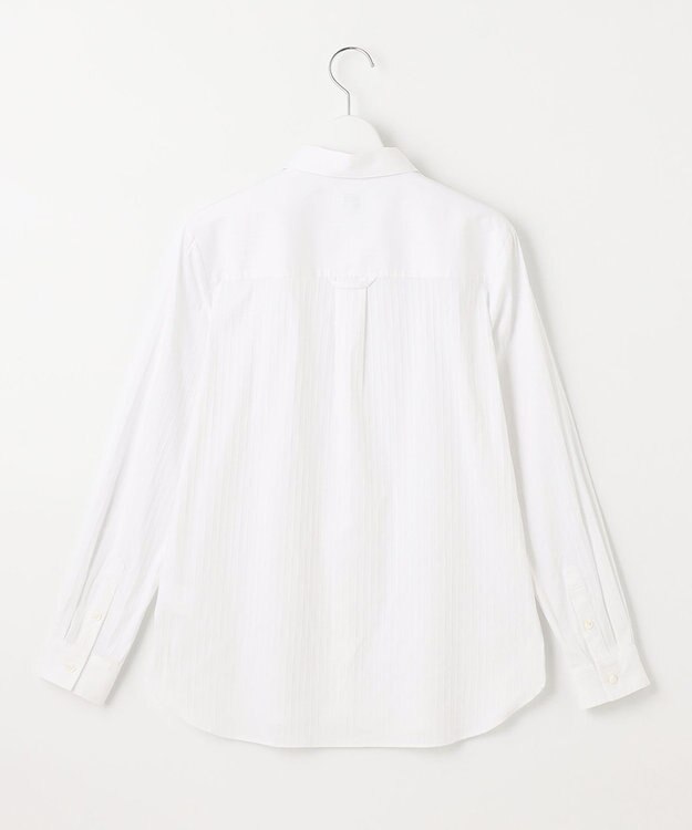 J.PRESS LADIES L 【洗える】ドビーストレッチ シャツカラー ブラウス ホワイト系