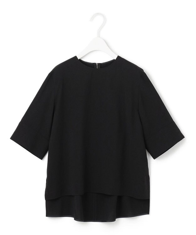 ICB L 【接触冷感・UVカット・洗える】 T/Rドライリネン Tブラウス ブラック系